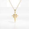 Round Diamond Dainty North Star 14K Solid Gold Pendant Necklace