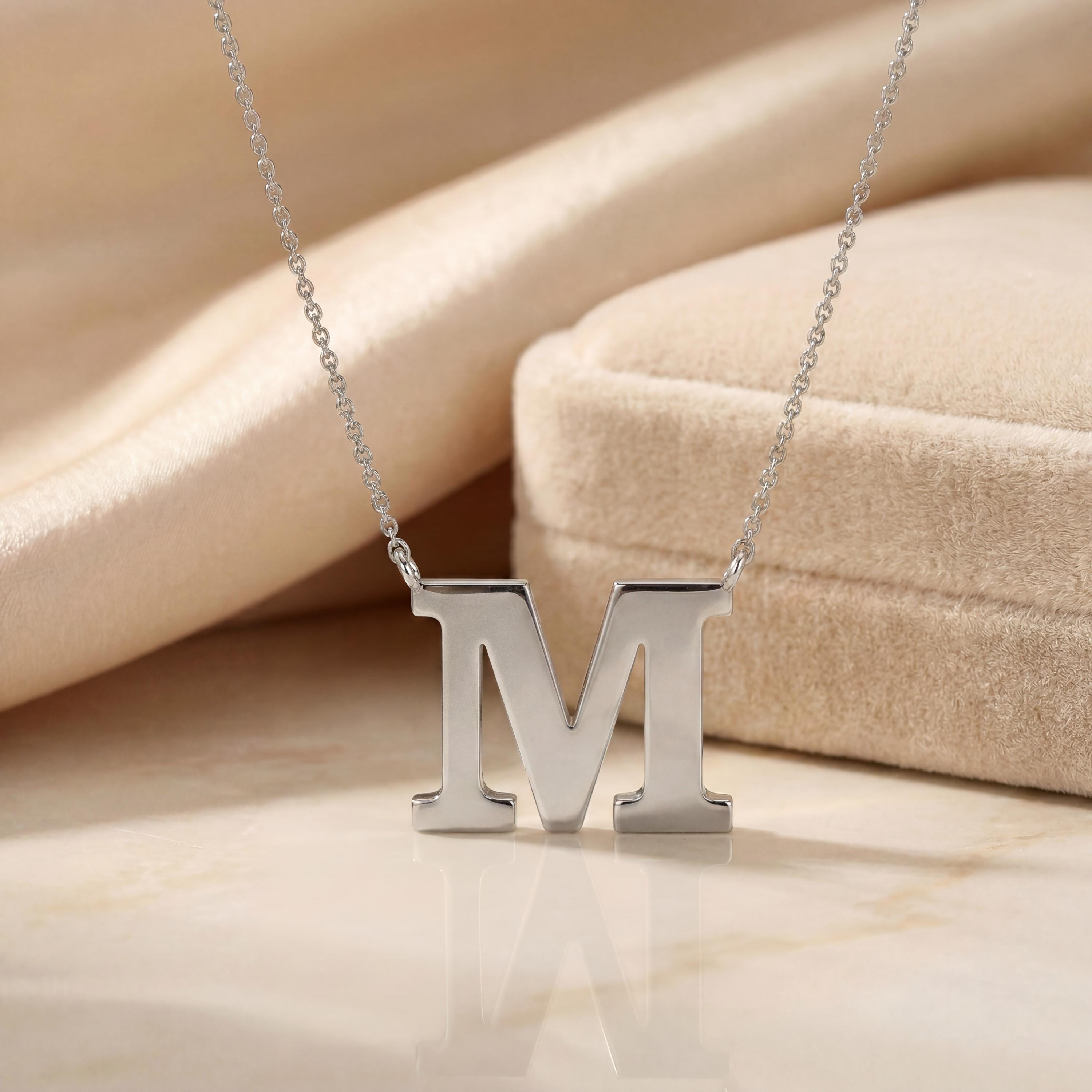Personalized 14K Dainty Solid Gold Initial Letter Necklace Pendant