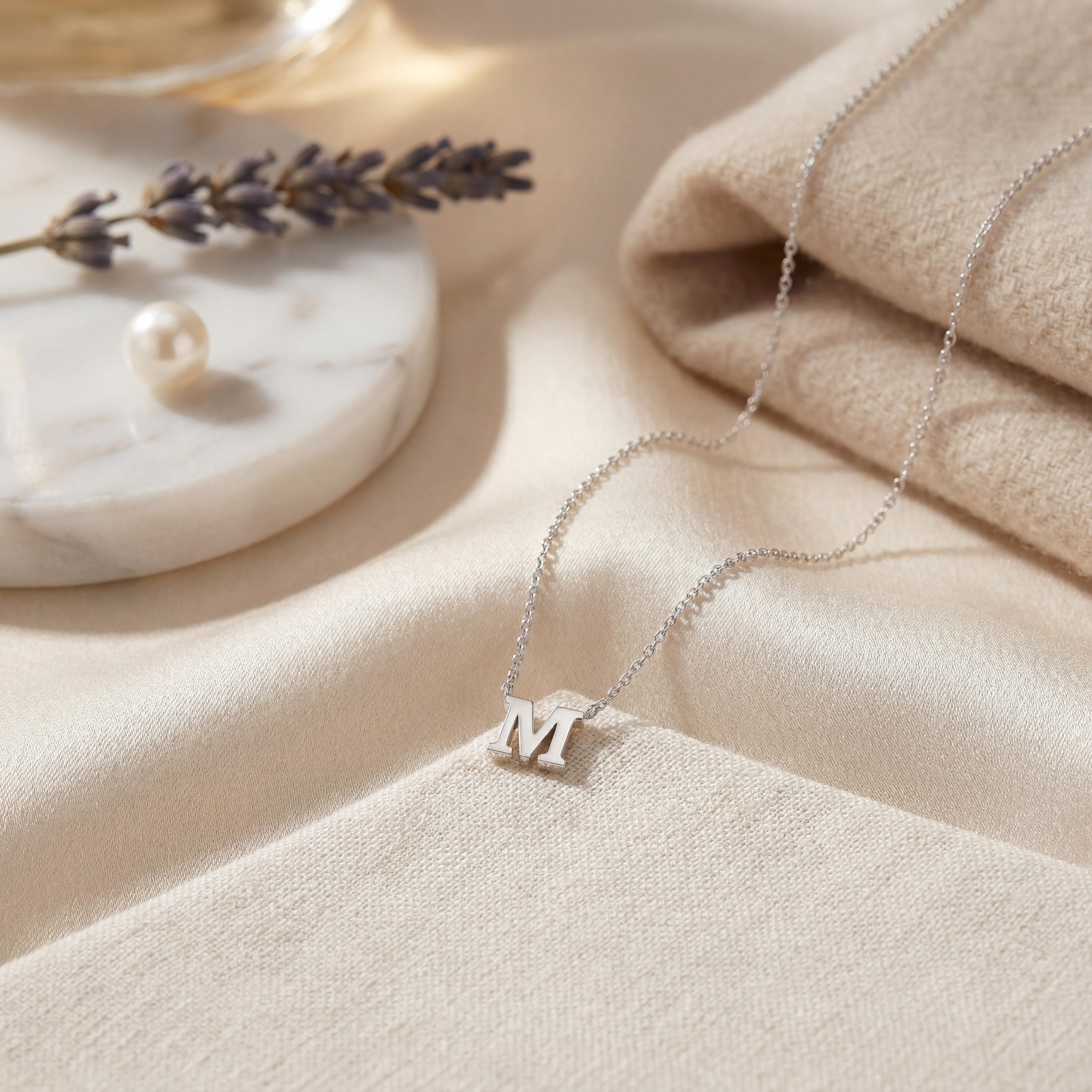 Personalized 14K Dainty Solid Gold Initial Letter Necklace Pendant