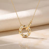 Round Diamond Open Interlocking Circle Dainty 14K Solid Gold Pendant Necklace