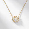 Oval Diamond Halo Dainty 14K Solid Gold Pendant Necklace