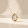 Pear Shape Diamond Halo Dainty Bezel 14K Solid Gold Pendant Necklace