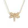 Round Diamond Dainty Dragonfly 14K Solid Gold Pendant Necklace
