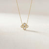 Round Diamond Four Stone Cluster Dainty Necklace 14K Solid Gold Pendant
