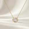 Oval Cut Diamond Bezel Set Dainty Solitaire 14K Solid Gold Pendant Necklace