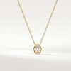 Pear Shape Diamond Bezel Set Dainty Solitaire 14K Solid Gold Pendant Necklace