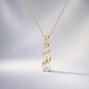 Round Diamond Three Stone Graduated Drop Necklace 14K Solid Gold Pendant