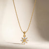 4 Stone Brilliant Cut Diamond Floral 14K Gold Pendant Necklace Gift For Her