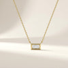 Baguette Diamond Solitaire Dainty Bezel Set 14K Solid Gold Pendant Necklace