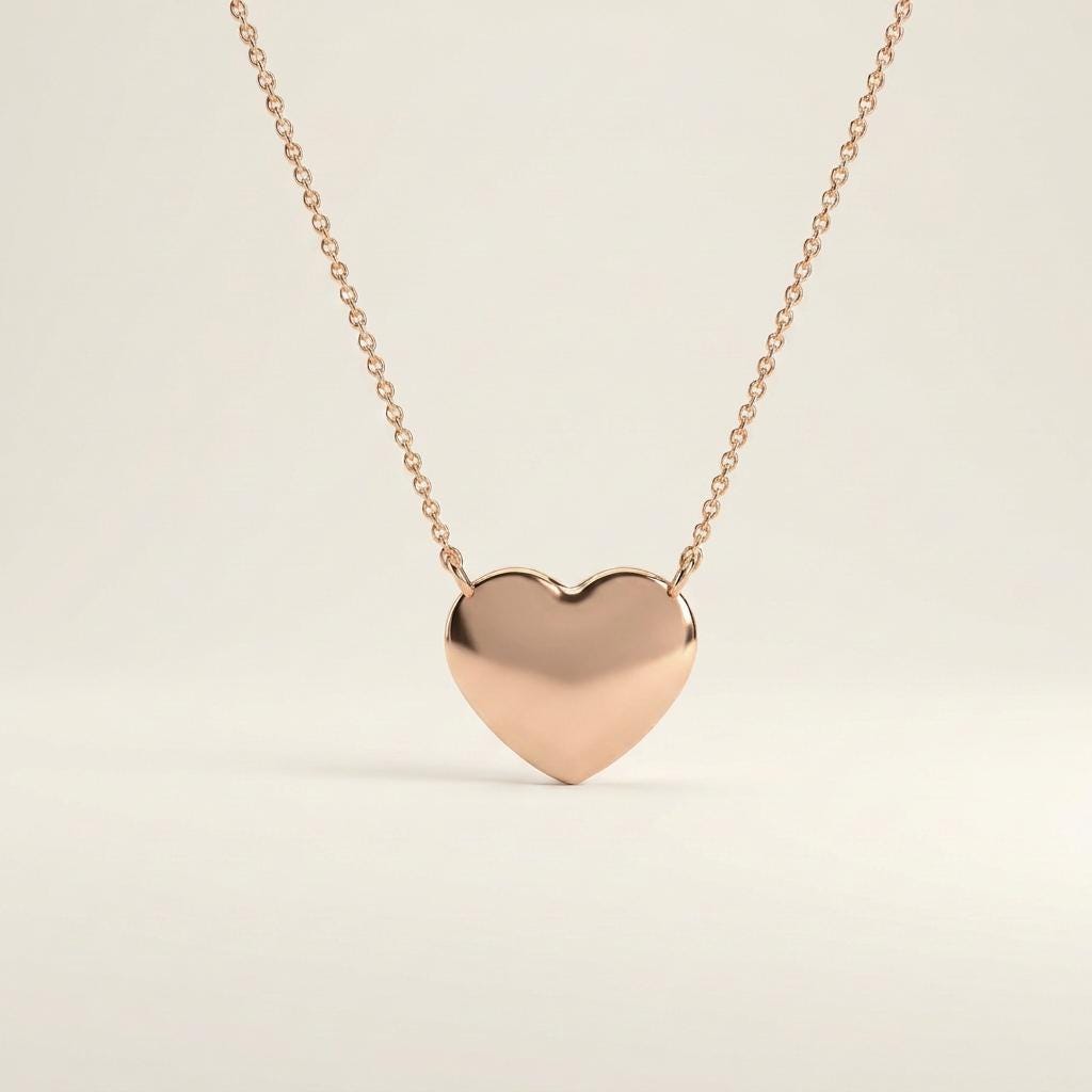 Heart Shape Dainty 14K Solid Gold Pendant Necklace