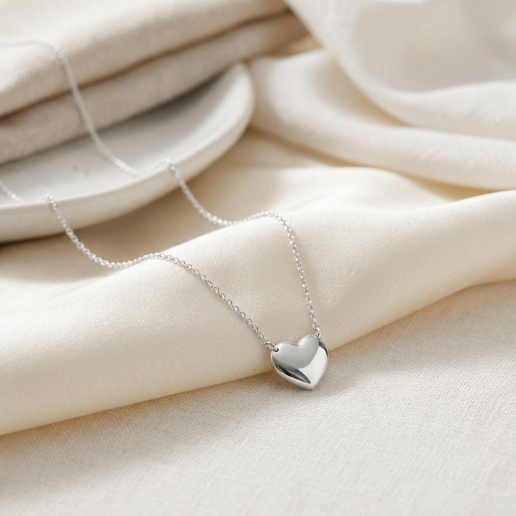 Heart Shape Dainty 14K Solid Gold Pendant Necklace