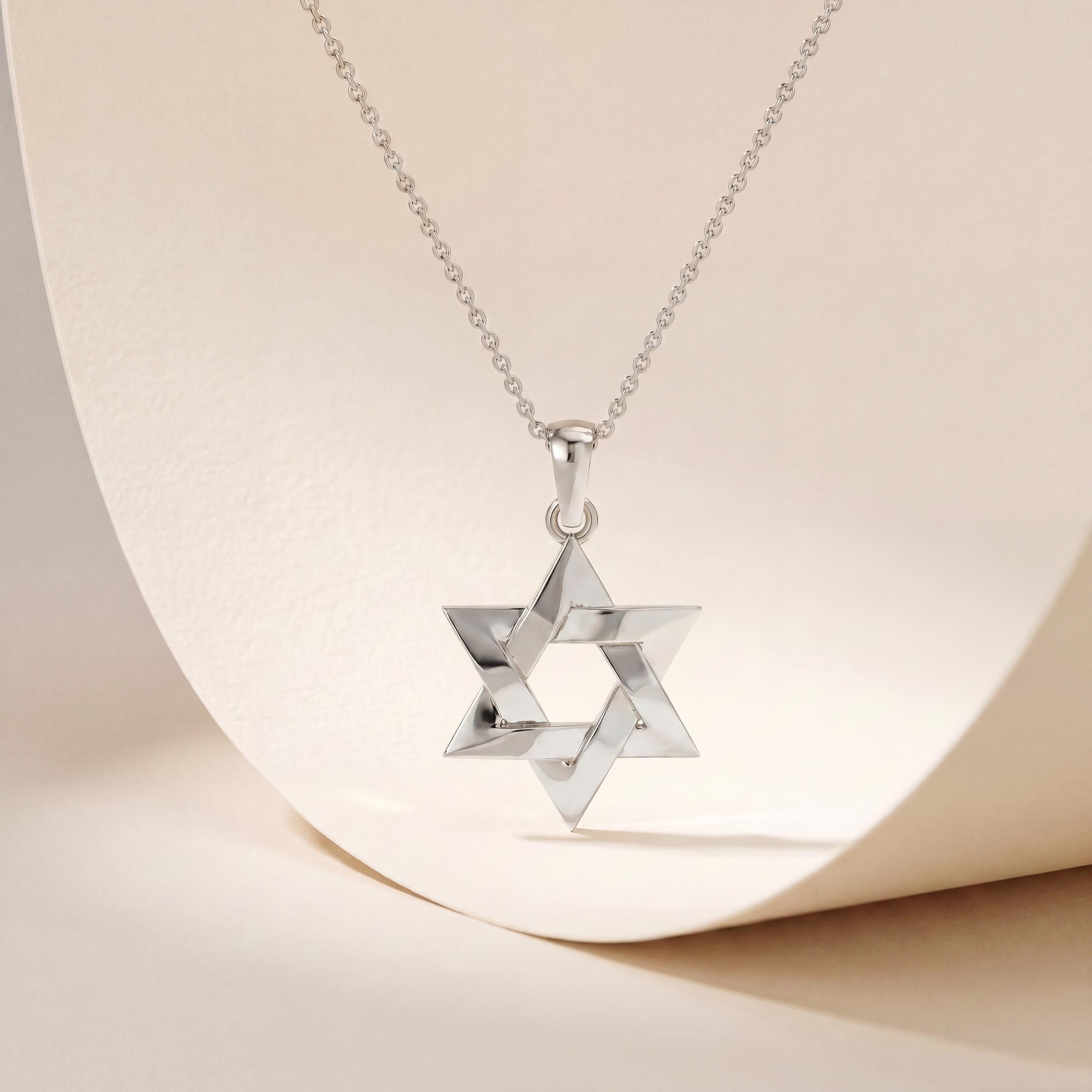 Star Of David Dainty 14K Solid Gold Pendant Necklace