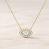 Marquise Diamond Halo Eye Shape 14K Solid Gold Pendant Necklace