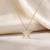 Round Solitaire Diamond Dainty Star 14K Solid Gold Pendant Necklace