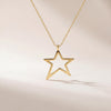 Open Star Dainty 14K Solid Gold Pendant Necklace