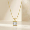 14K Gold Diamond Bezel Pendant  Elegant Princess Cut Necklace  Dainty Modern Minimalist Gift For Her By JIORE