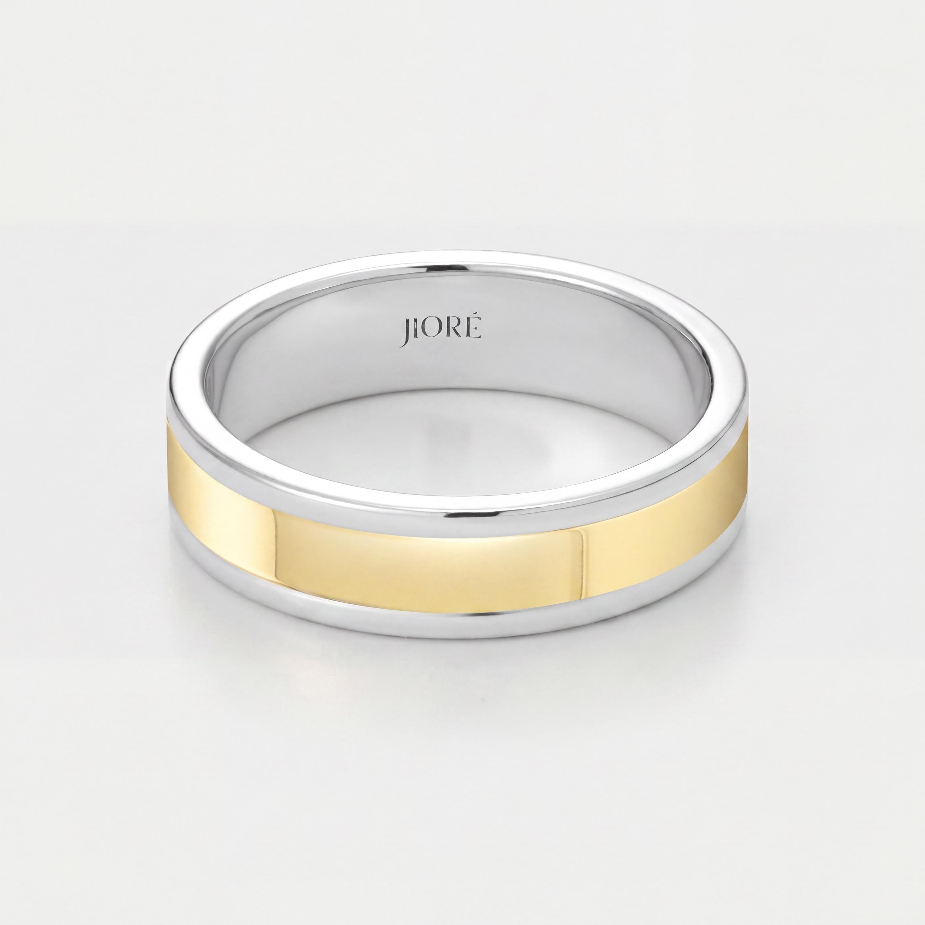 14K Yellow Gold 5MM Two Tone Wedding Band Ring