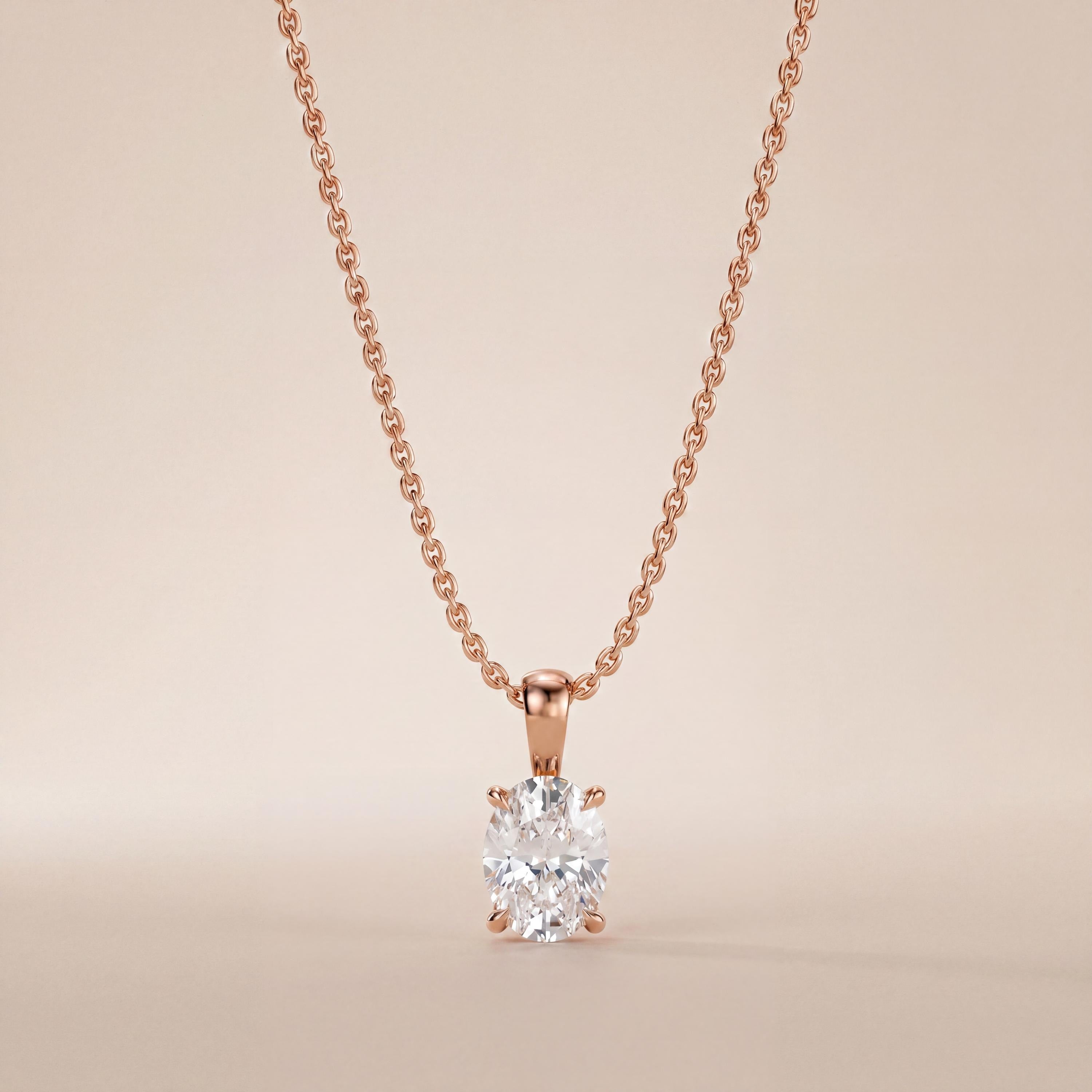 14K Gold Diamond Prong Set Pendant  Elegant Oval Cut Necklace  Dainty Modern Minimalist Gift For Her By JIORE