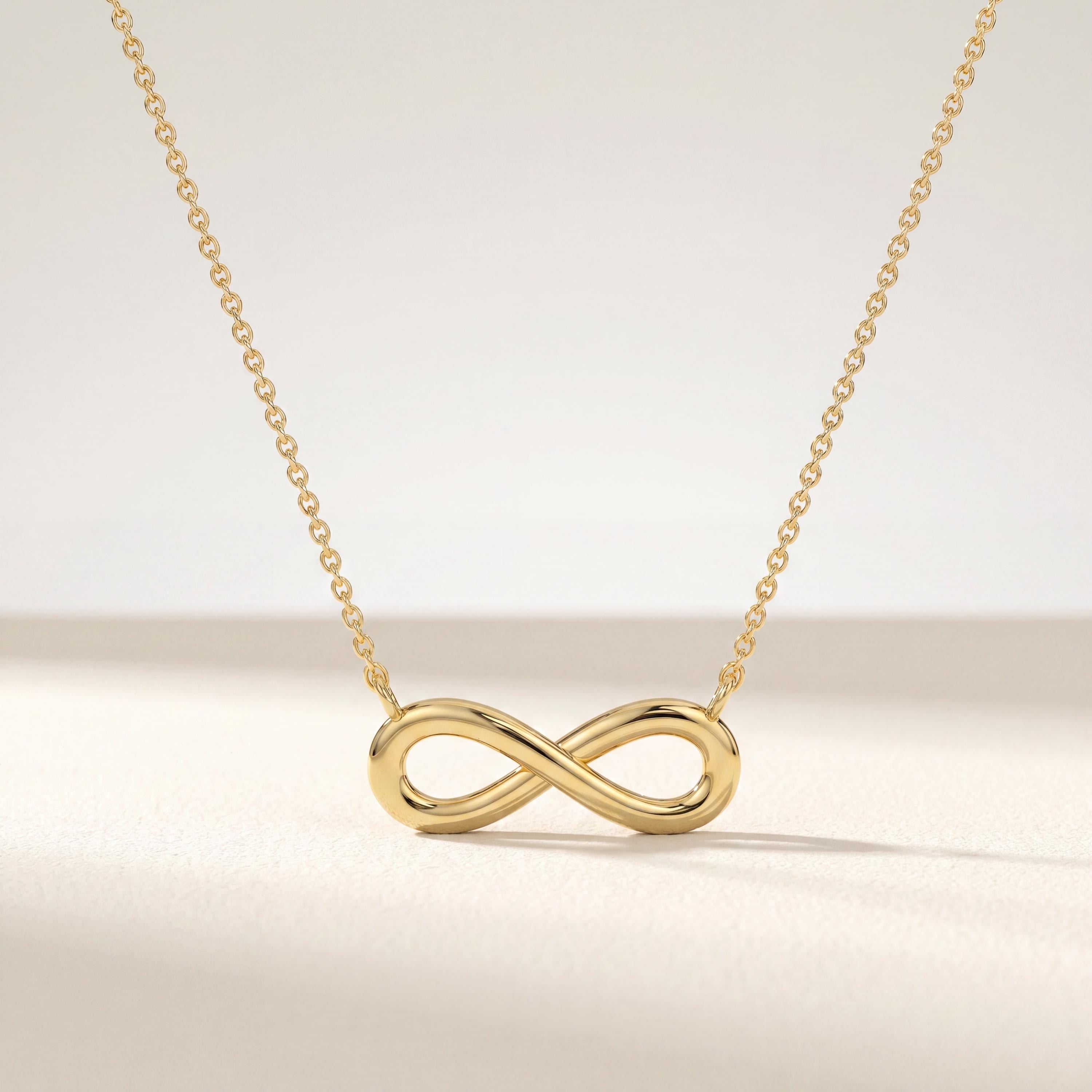 Dainty Infinity Love 14K Solid Gold Pendant Necklace