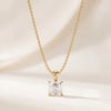 14K Gold Diamond Prong Set Pendant  Elegant Asscher Cut Necklace  Dainty Modern Minimalist Gift For Her By JIORE