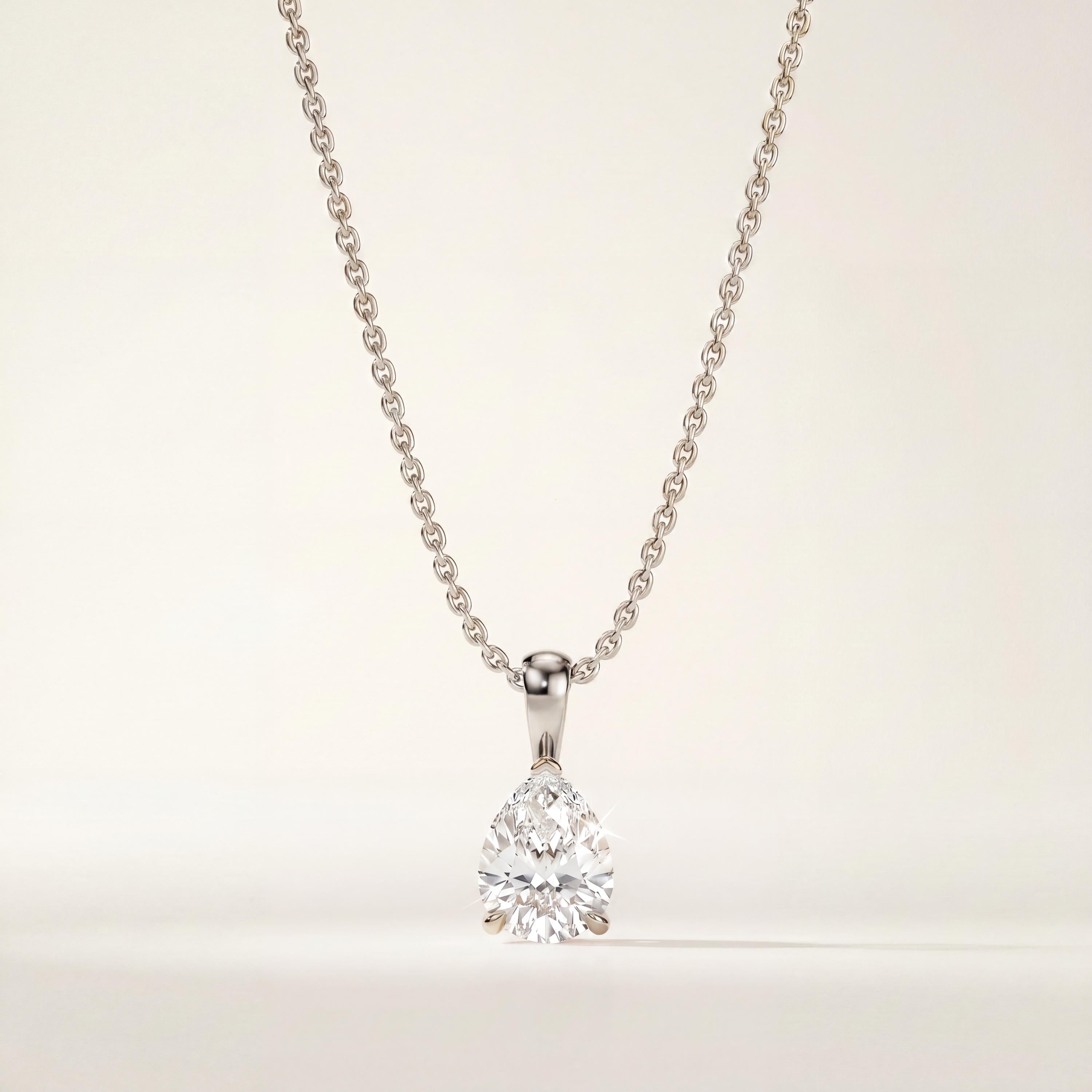 14K Gold Diamond Prong Set Pendant  Elegant Pear Shape Tear Drop Necklace  Dainty Modern Minimalist Gift For Her By JIORE