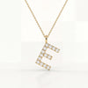 Round Diamond Pave 14K Dainty Solid Gold Initial Letter Necklace Pendant