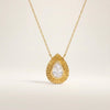 Pear Shape Diamond Fluted Dainty Bezel 14K Solid Gold Pendant Necklace