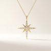 Round Diamond Dainty North Star 14K Solid Gold Pendant Necklace