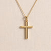 Beveled Edge Plain Cross 14K Solid Gold Pendant Necklace