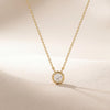 Round Diamond Bezel Set Solitaire 14K Solid Gold Pendant Necklace
