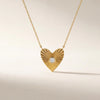Diamond Fluted Heart Shape Dainty Sun Burst 14K Solid Gold Pendant Necklace
