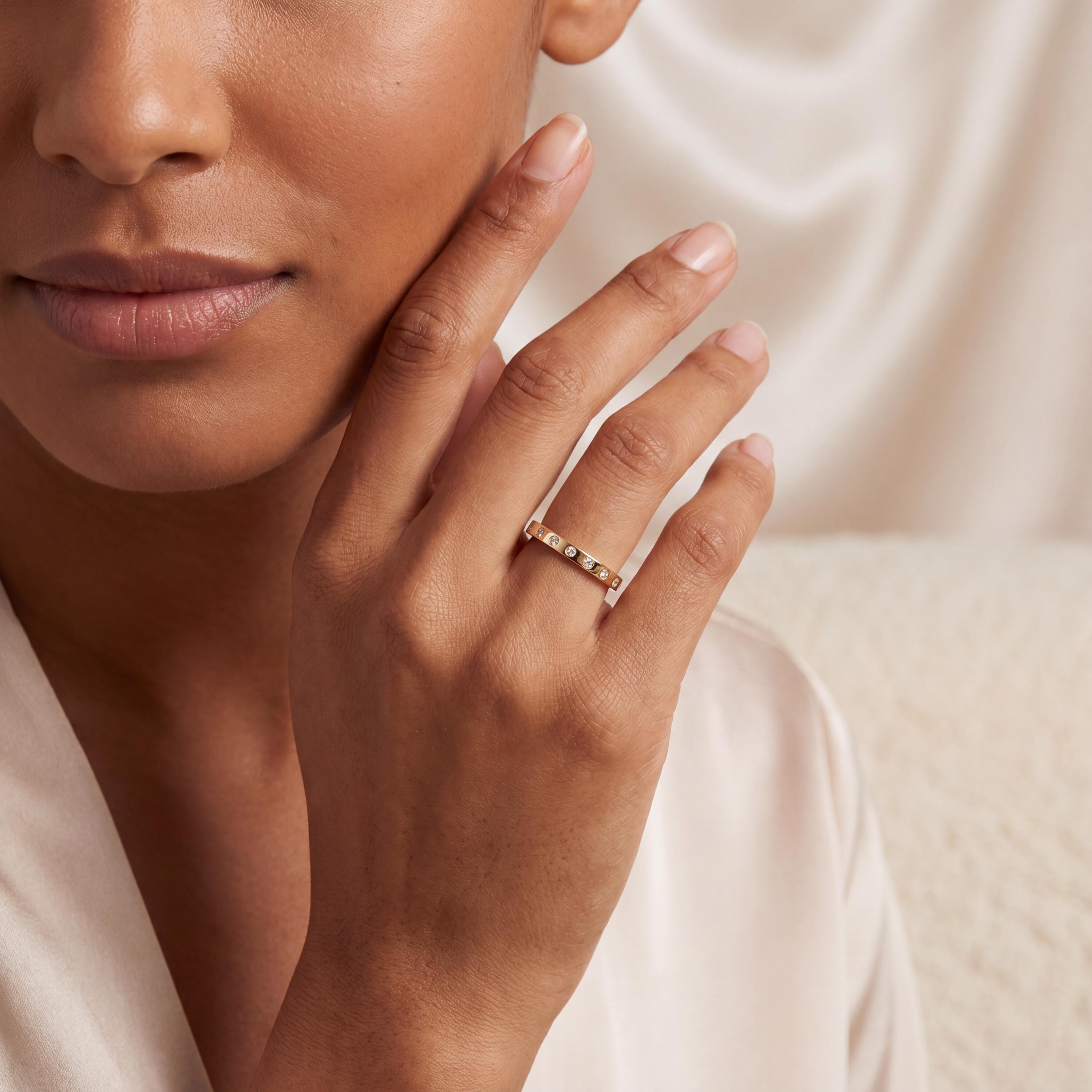 Diamond Half Way Round Brilliant Cut Eternity Wedding Band Ring Solid 14K Gold Flush Set
