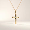 Round Diamond Solitaire Prong Set Cross 14K Solid Gold Pendant Necklace