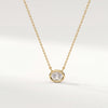 Oval Cut Diamond Bezel Set Dainty Solitaire 14K Solid Gold Pendant Necklace