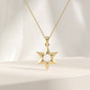 Celestial Dainty Modern Star 14K Solid Gold Pendant Necklace