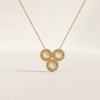 Round Diamond Three Stone Beaded Dainty Necklace 14K Solid Gold Pendant