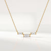 3 Stone Baguette Diamond Dainty Bar Set 14K Solid Gold Pendant Necklace