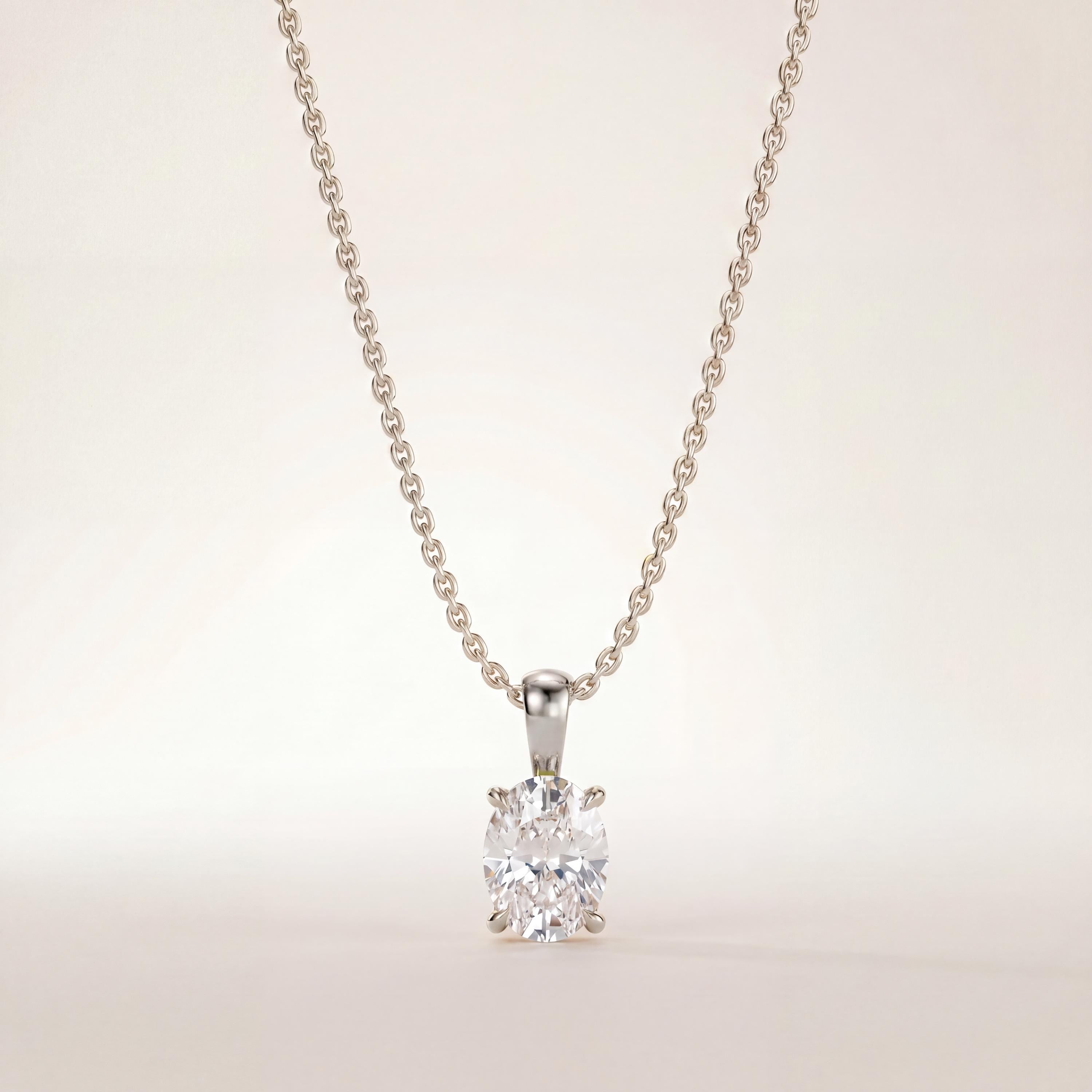 14K Gold Diamond Prong Set Pendant  Elegant Oval Cut Necklace  Dainty Modern Minimalist Gift For Her By JIORE