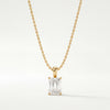 14K Gold Diamond Prong Set Pendant  Elegant Emerald Cut Necklace  Dainty Modern Minimalist Gift For Her By JIORE