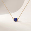 Round Brilliant Cut Sapphire Solitaire Dainty Half Bezel 14K Solid Gold Pendant Necklace