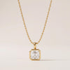 14K Gold Diamond Bezel Set Pendant  Elegant Asscher Cut Necklace  Dainty Modern Minimalist Gift For Her By JIORE