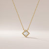 Princess Cut Diamond Bezel Set Solitaire 14K Solid Gold Pendant Necklace
