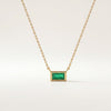 Baguette Emerald Solitaire Dainty Bezel Set 14K Solid Gold Pendant Necklace