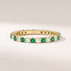 Emerald & Diamond Eternity Band 14K Solid Gold Round Prong Set Wedding Band Stacking Ring