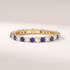 Sapphire & Diamond Eternity Band 14K Solid Gold Round Prong Set Wedding Band Stacking Ring