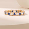 Sapphire & Diamond Full Eternity Wedding Band Ring Stackable 14K Gold Bezel Set Round Brilliant Cut