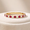 Round Ruby & Diamond Full Eternity Wedding Band Stackable Ring 14K Solid Gold Pave Set