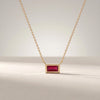 Baguette Ruby Solitaire Dainty Bezel Set 14K Solid Gold Pendant Necklace