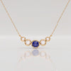 Round Sapphire & Diamond Five Stone Graduated Bezel Necklace 14K Solid Gold Pendant