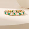 Emerald & Diamond Full Eternity Wedding Band Ring Stackable 14K Gold Bezel Set Round Brilliant Cut
